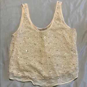 H&M Sequin Embellished Cream Tank Top SIZE M Only worn once!